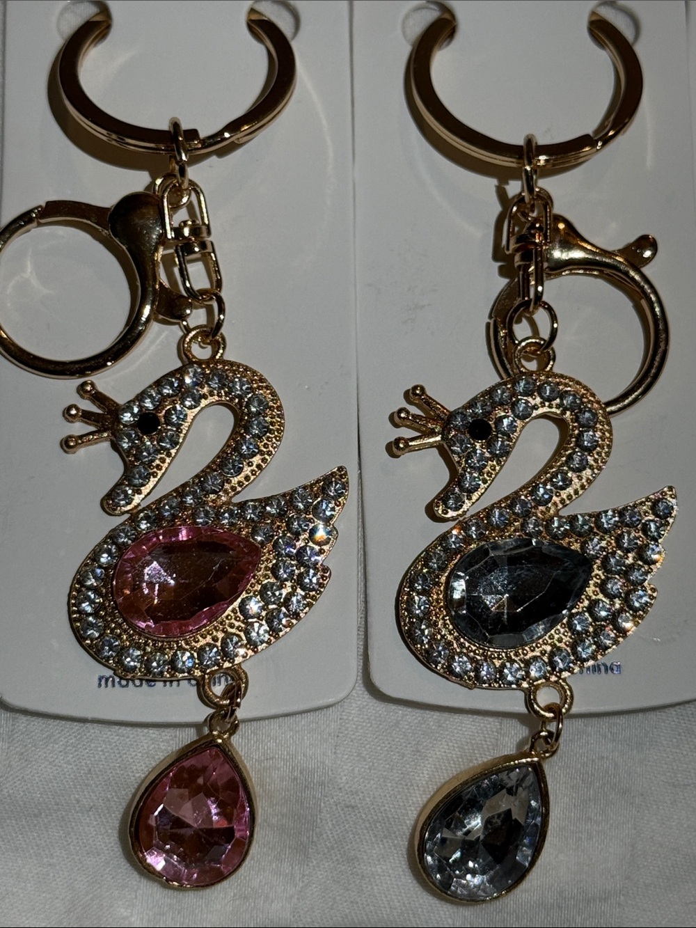 Gold Swan Crystal Keychain Pendant - six colors to choose from